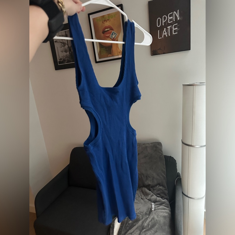Zara Ribbed Blue Dress Mini - Picture 2 of 5